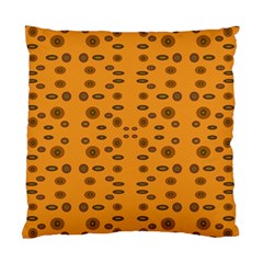 Brown Circle Pattern On Yellow Standard Cushion Case (one Side) by BrightVibesDesign