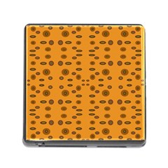 Brown Circle Pattern On Yellow Memory Card Reader (square) by BrightVibesDesign