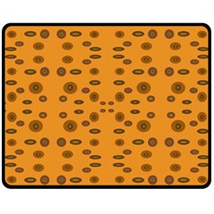 Brown Circle Pattern On Yellow Fleece Blanket (medium)  by BrightVibesDesign