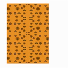 Brown Circle Pattern On Yellow Large Garden Flag (two Sides) by BrightVibesDesign