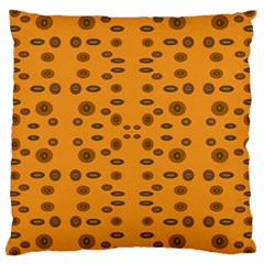 Brown Circle Pattern On Yellow Large Cushion Case (one Side) by BrightVibesDesign