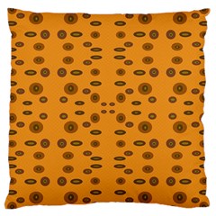 Brown Circle Pattern On Yellow Large Cushion Case (two Sides) by BrightVibesDesign