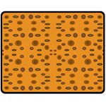 Brown Circle Pattern On Yellow Double Sided Fleece Blanket (Medium)  58.8 x47.4  Blanket Front