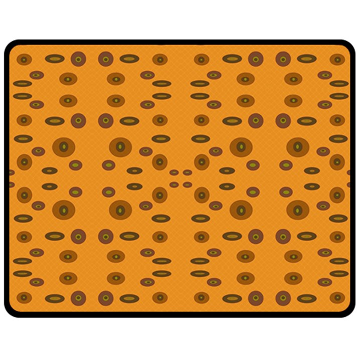 Brown Circle Pattern On Yellow Double Sided Fleece Blanket (Medium) 