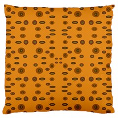 Brown Circle Pattern On Yellow Standard Flano Cushion Case (one Side) by BrightVibesDesign