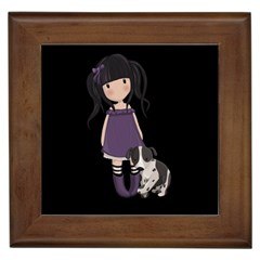 Dolly Girl And Dog Framed Tiles by Valentinaart