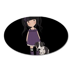 Dolly Girl And Dog Oval Magnet by Valentinaart