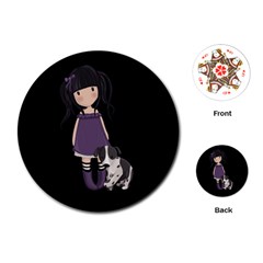 Dolly Girl And Dog Playing Cards (round)  by Valentinaart