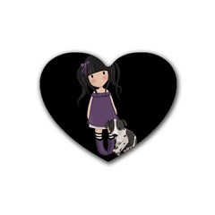 Dolly Girl And Dog Heart Coaster (4 Pack)  by Valentinaart