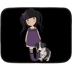 Dolly Girl And Dog Fleece Blanket (mini) by Valentinaart