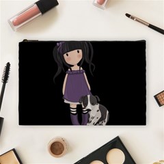 Dolly Girl And Dog Cosmetic Bag (large)  by Valentinaart