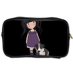 Dolly Girl And Dog Toiletries Bags by Valentinaart