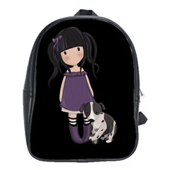 Dolly Girl And Dog School Bag (xl) by Valentinaart