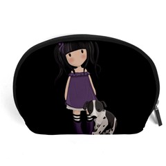 Dolly Girl And Dog Accessory Pouches (large)  by Valentinaart