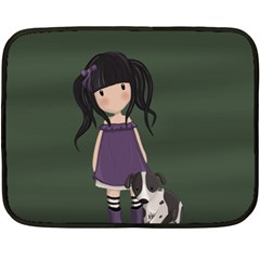 Dolly Girl And Dog Fleece Blanket (mini) by Valentinaart