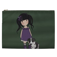 Dolly Girl And Dog Cosmetic Bag (xxl)  by Valentinaart