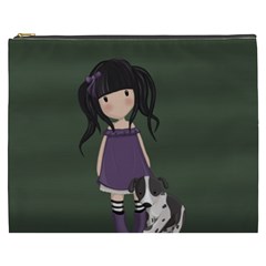 Dolly Girl And Dog Cosmetic Bag (xxxl)  by Valentinaart