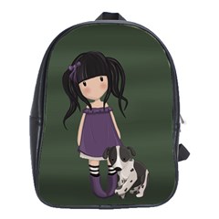 Dolly Girl And Dog School Bag (xl) by Valentinaart