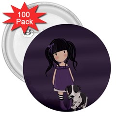 Dolly Girl And Dog 3  Buttons (100 Pack)  by Valentinaart