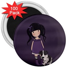 Dolly Girl And Dog 3  Magnets (100 Pack) by Valentinaart