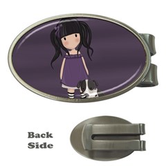 Dolly Girl And Dog Money Clips (oval)  by Valentinaart