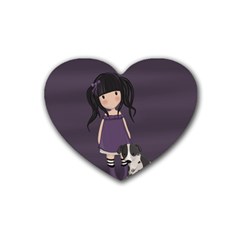 Dolly Girl And Dog Heart Coaster (4 Pack)  by Valentinaart