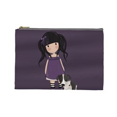 Dolly Girl And Dog Cosmetic Bag (large)  by Valentinaart