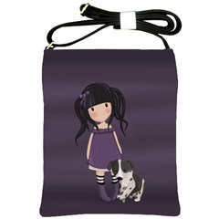 Dolly Girl And Dog Shoulder Sling Bags by Valentinaart