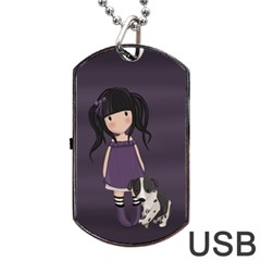 Dolly Girl And Dog Dog Tag Usb Flash (one Side) by Valentinaart