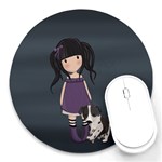 Dolly girl and dog Round Mousepads Front