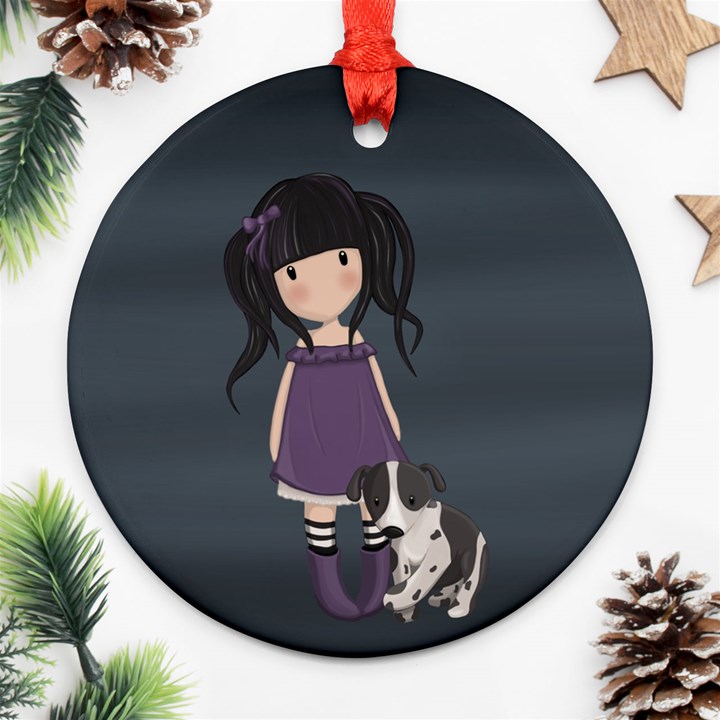 Dolly girl and dog Ornament (Round)