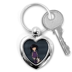 Dolly Girl And Dog Key Chains (heart)  by Valentinaart