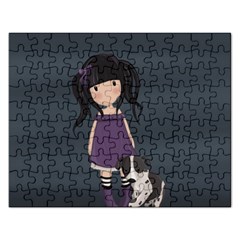 Dolly Girl And Dog Rectangular Jigsaw Puzzl by Valentinaart