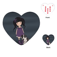 Dolly Girl And Dog Playing Cards (heart)  by Valentinaart