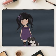 Dolly Girl And Dog Cosmetic Bag (xxxl)  by Valentinaart