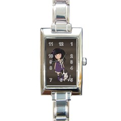 Dolly Girl And Dog Rectangle Italian Charm Watch by Valentinaart