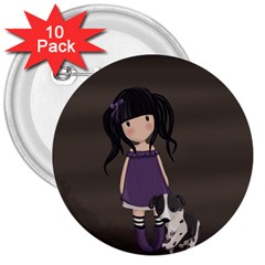 Dolly Girl And Dog 3  Buttons (10 Pack)  by Valentinaart