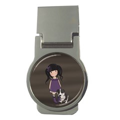 Dolly Girl And Dog Money Clips (round)  by Valentinaart