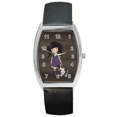 Dolly Girl And Dog Barrel Style Metal Watch by Valentinaart