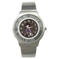 Dolly Girl And Dog Stainless Steel Watch by Valentinaart