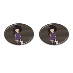 Dolly Girl And Dog Cufflinks (oval) by Valentinaart