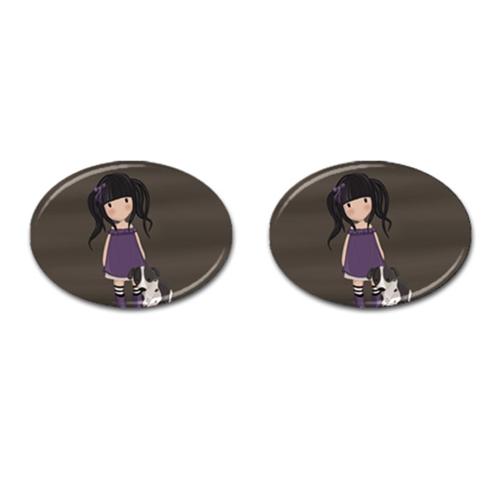 Dolly girl and dog Cufflinks (Oval)