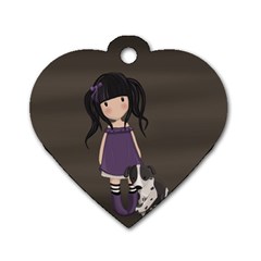 Dolly Girl And Dog Dog Tag Heart (two Sides) by Valentinaart