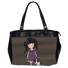 Dolly Girl And Dog Office Handbags (2 Sides)  by Valentinaart