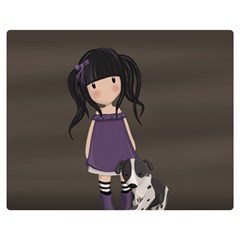 Dolly Girl And Dog Double Sided Flano Blanket (medium)  by Valentinaart