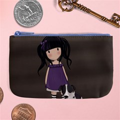 Dolly Girl And Dog Large Coin Purse by Valentinaart