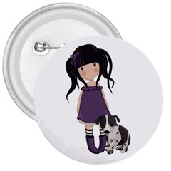 Dolly Girl And Dog 3  Buttons by Valentinaart