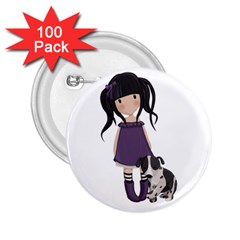 Dolly Girl And Dog 2 25  Buttons (100 Pack)  by Valentinaart