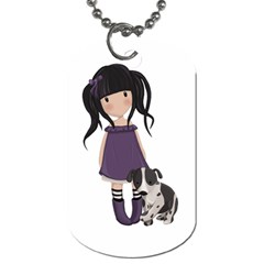 Dolly Girl And Dog Dog Tag (one Side) by Valentinaart