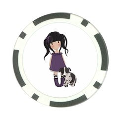 Dolly Girl And Dog Poker Chip Card Guard by Valentinaart